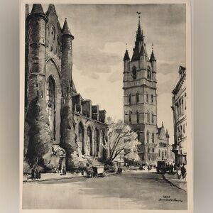 Herman Verbaere Fine Art Print Vintage Original Antique BELGIAN / BELGIUM SKETCH
